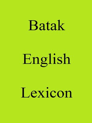 cover image of Batak English Lexicon